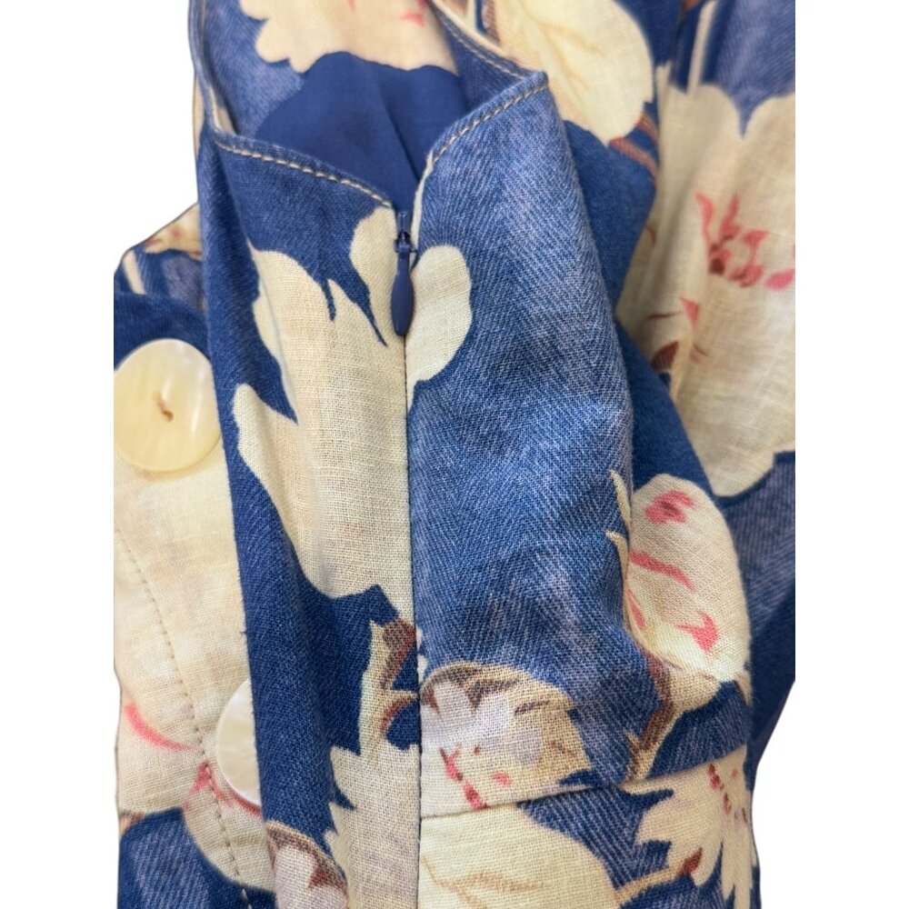 Anthropologie Camellia Collared Dress Sleeveless Floral Fit Flare Blue US Size 0 - Picture 7 of 9